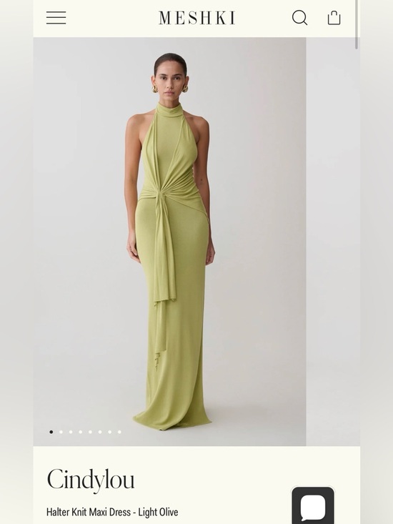 Meshki Dresses & Skirts - Meshki Cindylou Halter Knit Maxi Dress - Light Olive